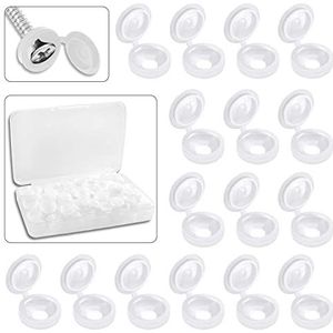 CZ Store Schroef Afdekdopjes - ✮✮LEVENSLANGE GARANTIE✮✮ |60-Pak met Opbergdoos| Witte Ronde Plastic PVC Afdekkapje, M6 of M8 Platte, Kruiskop, Torx, Klik Sluiting Afdekking