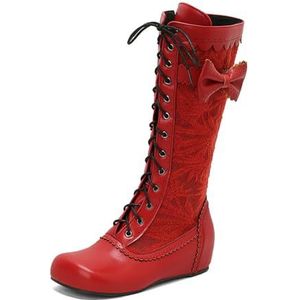 Vrouwen Vintage Britse Stijl Veterschoenen voor Rijden,Rood,34 EU