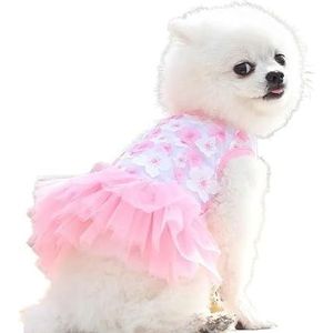 Lente Zomer Hond Rok Mooie Perzik Rok Kleding Compatibel Met Huisdieren Prinses Stijl Puppy Kant Verjaardag Vieren Jurk Mooie Kleding (Color : Pink, Size : XL)