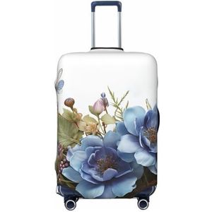 NONHAI Reizen Bagage Cover Koffer Protector Blauwe bloemen en libelle Elastische Wasbare Stretch Koffer Protector Anti-Kras Reizen Koffer Cover Fit 45-70 cm Bagage, Zwart, L