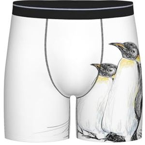 GRatka Boxer slips, heren onderbroek Boxer Shorts been Boxer Briefs grappige nieuwigheid ondergoed, pinguïns hand getrokken, zoals afgebeeld, M