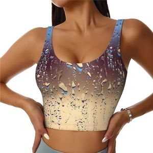 Regendruppels Op Glas Print Comfortabele Vrouwen Sport Vest Yoga Workout Vest Voor Vrouwen Lichtgewicht Zomer, Zwart, S