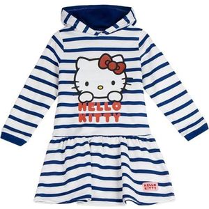 Hello Kitty jurk voor meisjes, zachte en comfortabele jurk met exclusief design van Hello Kitty, kinderkleding voor de lente, Navy en Wit, 6 Jaren