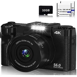 Digitale fotocamera for fotografie Autofocus 4K Vlog Camcorder Scherm Webcam Videocamera (Color : With 64G, Size : 2 Batteries Charger)