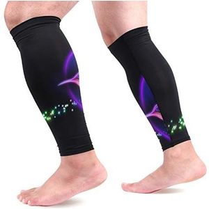 EZIOLY 3D Render Kolibrie met sterren Sport Kalf Compressie Mouwen Been Compressie Sokken Kalf Guard voor hardlopen, Fietsen, Moederschap, Reizen, Verpleegkundigen