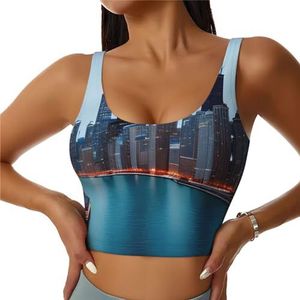 Chicago Print Comfortabel Vrouwen Sport Vest Yoga Workout Vest voor Vrouwen Lichtgewicht Zomer, Zwart, S