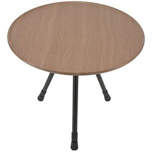 Outdoor Bijzettafel, Ultralichte Draagbare Compacte Ronde Opvouwbare Campingtafel met Intrekbare Poten, Eenvoudige Montage Kleine Terrastafel voor Buiten, Picknick, Barbecue, Koken, Festival,(Hout)