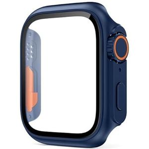AEMALL Verandering naar Ultra 49 mm schermbeschermer voor Apple Watch Case 40 mm 44 mm 45 mm 41 mm PC Cover glazen film iwatch serie 8 7 6 5 4 SE (kleur: middernachtblauw, maat: 44 mm)
