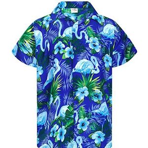 King Kameha Hawaïhemd - hemd met korte mouwen - zomerhemd - partyhemd, Flamingoflowers-blueturquoise, L