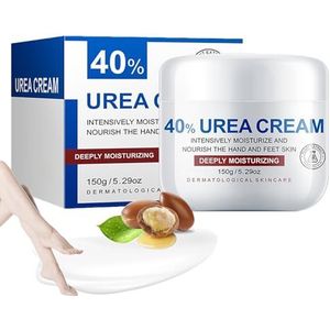 Urea Crème 40% voor voeten, handen en hiel, 150 g voetcrème tegen eelt en gebarsten huid, intensieve ureumcrème voor droge, ruwe en broze huid