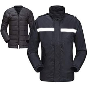 Fluorescerend Vest Warm reflecterend pak, zwarte veiligheidsjack fluweel dubbellaags waterdichte outdoor rijden reflecterend licht werkkleding Reflecterend Harnas (Color : A, Size : 3XL)