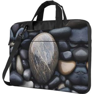 SSIMOO Gekleurde strepen verticale stijlvolle en lichtgewicht laptop messenger bag, handtas, aktetas, perfect voor zakenreizen, Strand Stone2, 13 inch