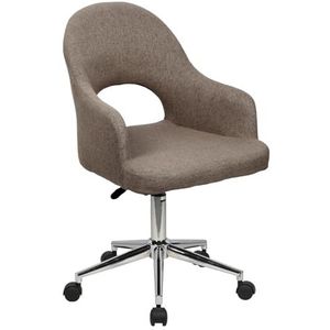SVITA Klara Bureaustoel, in hoogte verstelbaar, draaistoel, bureaustoel met wieltjes, armleuningen, leesstoel, thuiskantoor, stoel, cut-out, bruin