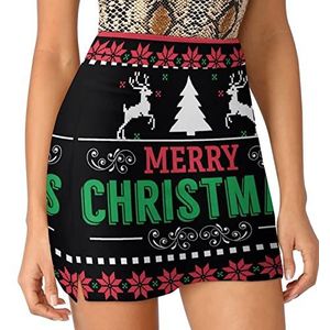 Merry Christmas Design Dames Skorts Hoge Taille Tennisrok Gelaagde Korte Mini Rok Culottes Skorts Met Zakken M