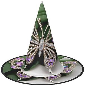 FRESQA Strass vlinder chique Halloween heksenhoed voor vrouwen-top keuze voor beste Halloween kostuum ensemble