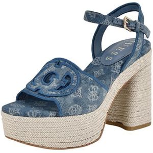 GUESS Formaly sandaal met hak voor dames, Medium Blauw Denim Logo 420, 36.5 EU