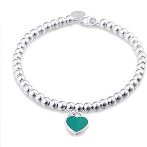 D&XQX 925 Sterling Zilver bungelende hart charme kraal armbanden, charme blauw roze rood glazuur afwerking, sieraden cadeau voor vrouwen en tiener meisjes