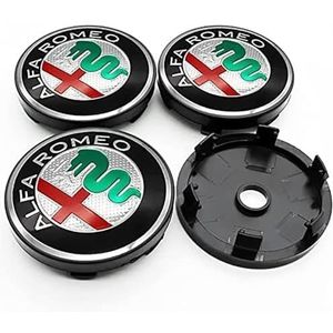 SJZZJMZ 4 stuks auto wielnaafdoppen voor Alfa Romeo Giulietta Spider 147 156 159 60mm auto wielnaafdoppen vervangende wieldoppen stickers B