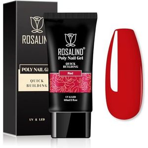 ROSALIND 60 ml poly-nagelgel, soak-off, uv, led, nagellak, gel, semi-permanent, nagelverlenging van acryl, nail art, voor reparatie en verlenging, rood
