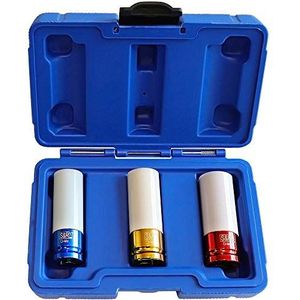 S&R Kracht-inzetstukken set 1/2 inch - 17-21 mm voor aluminium velgen, wielbouten en wielmoeren - chroom-molybdeenstaal, geschikt voor slagmoersleutel en momentsleutel, vierkante aandrijving