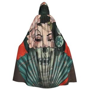 AvImYa Mannen Vrouwen Hooded Halloween Kerstfeest Cosplay Kostuums Gewaad Mantel Cape Unisex Japanse Geisha Prints