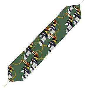 Hornbill Birds Tafelloper, kort pluche tafelkleed, linnen, decoratieve tafelhoes voor feest, bruiloft, decoratie, 200 x 33 cm