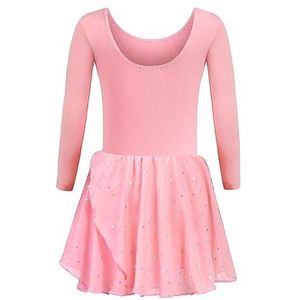 Trudge Balletkleding voor kinderen, voor meisjes, korte mouwen, katoen, balletpak, dansjurk, dansbody, met rok, tutu, 120 cm