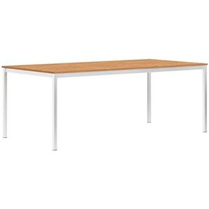 CBLDF Tuin Eettafel 200x100x75 cm Massief Teakhout en RVS