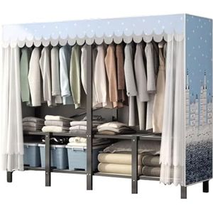 Opvouwbare stalen kledingkast met ophangstangen Draagbare kledingkast voor slaapkamer Hangende mode-kledingkast