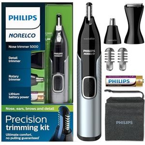 Philips NT5600/42 Norelco Neustrimmer 5000 voor neus, oren, wenkbrauwen, zwart en zilver