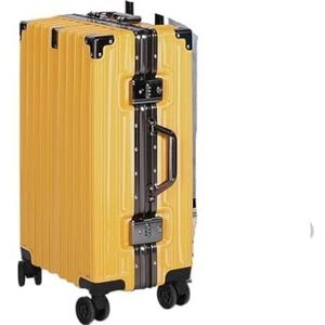 Koffer Aluminium frame reiskoffer met grote capaciteit Vintage universeel wielinstappen for mannen en vrouwen (Color : Lemon Yellow, Size : 20inch)