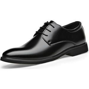 Jurk Oxford for heren Veterschoenen met puntige neus Veganistisch leren Derby-schoenen Lage bovenkant Bestand tegen slip Antislip Feest(Black,40 EU)