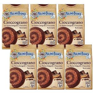 MULINO BIANCO Cioccograno - Italiaanse koekjes gemaakt van volkorenmeel en pure chocolade 330g x 6 pakketten (Cioccograno, x6)