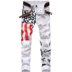 Baylvn Mannen Casual Straight Slim Fit Gedrukt Jeans Broek - wit - L