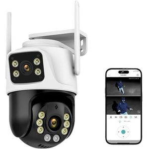 Bewakingscamera, Dual Screen Camera Waterdichte Securiy Protectio 8MP 4K Draadloze Outdoor Menselijke detectie Videobewaking(3K 6MP add 64G)