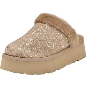 Guess Danikas Slipper voor dames, Taupe Velvet Rhinestone Logo 240, 9 UK