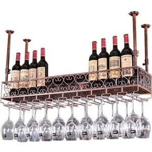 Wijnrekken Metalen wijnrekken Wandplank for bar | Wijnfleshouder Wandophanging In hoogte verstelbaar | Plafond wijnhouder Bar (Size : 120cmx25cm)