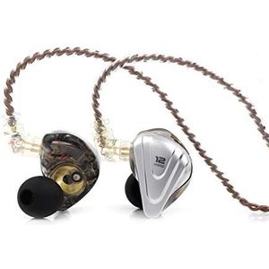 Linsoul KZ ZSX 5BA+1DD 6 Driver Hybrid in-Ear HiFi Oortelefoon met Zinklegering Voorplaat, 0.75mm 2-pins Afneembare Kabel voor Audiofiele Muzikant (zonder microfoon, Zwart)