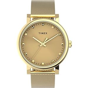 Timex Dames originelen 38mm quartz roestvrij stalen band, goud, 18 casual horloge (model: TW2U05400VQ), goud-tone