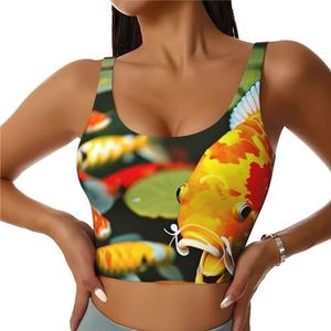 Japanse Mooie Koi Vis Print Comfortabele Vrouwen Sport Vest Yoga Workout Vest Voor Vrouwen Lichtgewicht Zomer, Zwart, S