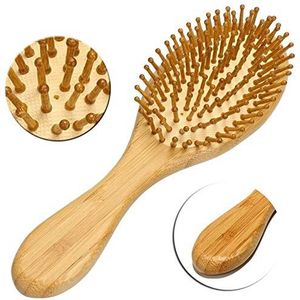 Haarborstel van Bamboe Antistatische Houten Borstel Paddle Haarborstel Natuurlijke Haarborstel Hout Haarborstel met massage noppen Voor Steil en Krullend Haar Verminder Kroezen Masseer de Hoofdhuid