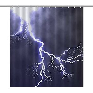 Fulmination in The Dark Blue Sky Grappige Badkamer Douchegordijnen Waterdichte Decoratieve Gift Voor Badkamer Thuis Slaapzaal