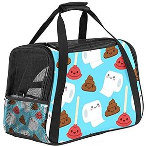 Pet Travel Carrying Handtas, Handtas Pet Tote Bag voor Kleine Hond en Kat Toiletpapier Plunger Kak Blauw