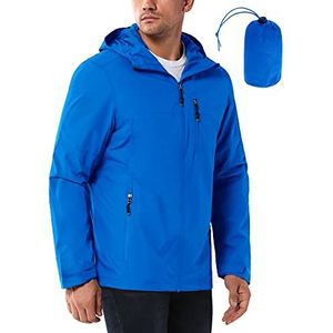 33,000ft Regenjas voor heren, waterdicht, outdoorjas, lichte vrijetijdsjas, opvouwbare windjas, fiets, regenjas met capuchon, lichtblauw, M