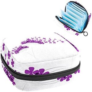 Periode Pouch Draagbare Tampon Opbergtas,Tampon Houder voor Portemonnee Vrouwelijke Product Organizer,Lila Paardebloem, Meerkleurig, 4.7x6.6x6.6 in/12x17x17 cm