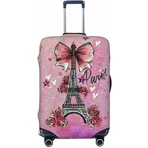 WOWBED Paris Eiffeltoren bedrukte kofferhoes, elastische reisbagagebeschermer, geschikt voor bagage van 18-32 inch, Zwart, XL