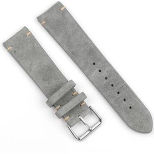 Jeniko Vintage Suède Horlogeband 18mm 20mm 22mm 24mm Handgemaakte Stiksels Horlogeband For Mannen Vrouwen Horloge Vervanging (Color : Gray no wire, Size : 18mm)