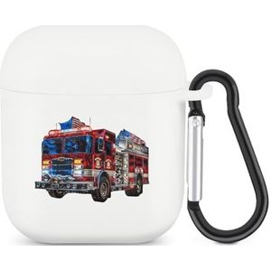 Brandweerman Amerikaanse Vlag Brandweerman Leuke Case voor AirPods 2&1 Schokbestendige Beschermende Hoofdtelefoon Gevallen Cover Met Sleutelhanger voor Mannen Vrouwen