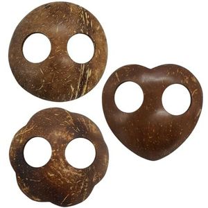 PANASIAM Coconut buckle, Set of 3, Around, Heart, Flower, ∅ 7,5 cm