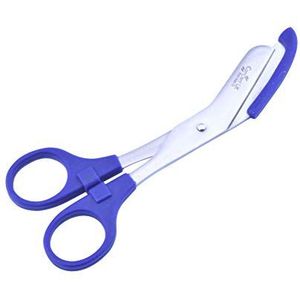 Bandage schaar ronde punt voor verpleegkundigen, veterinair en thuisgebruik met gekleurde veiligheidsbeschermer 5 -kleuren (blauw)
